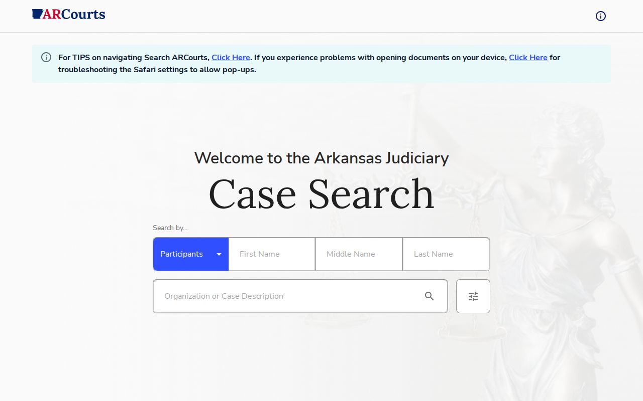 Conway County warrant records participant search form