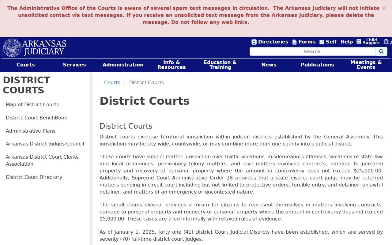 Conway County active warrants District Court jurisdiction
