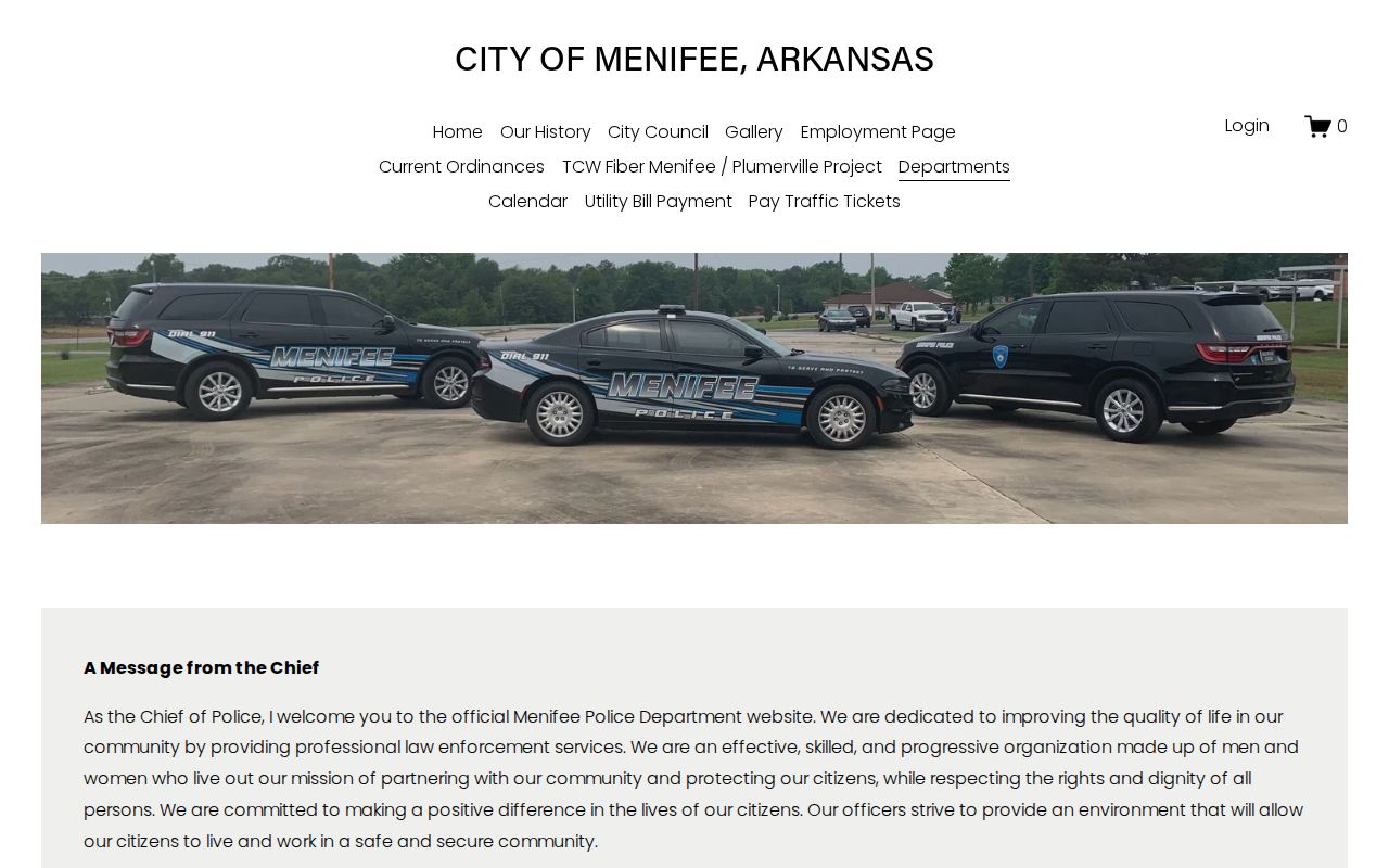 Menifee Police official contact page for Conway County law-enforcement routing