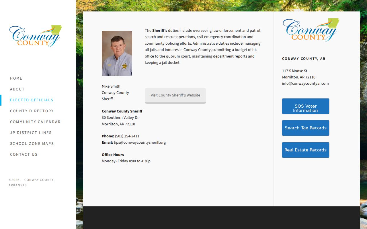 Official Conway County Sheriff contact page
